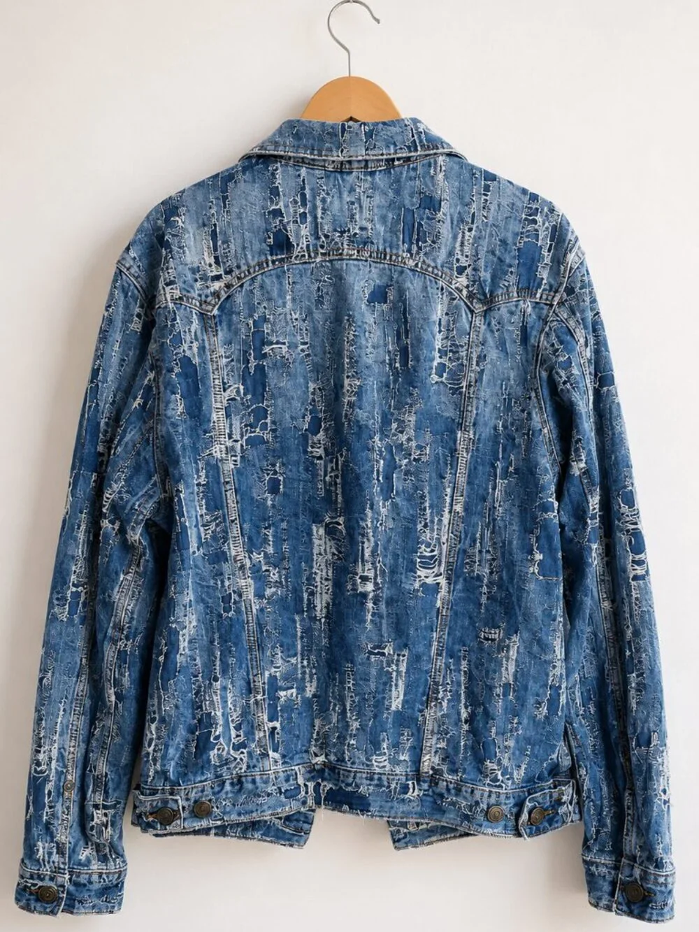 True Religion Danny Distressed Denim Jacket XL Blue Cotton Jean Jacket